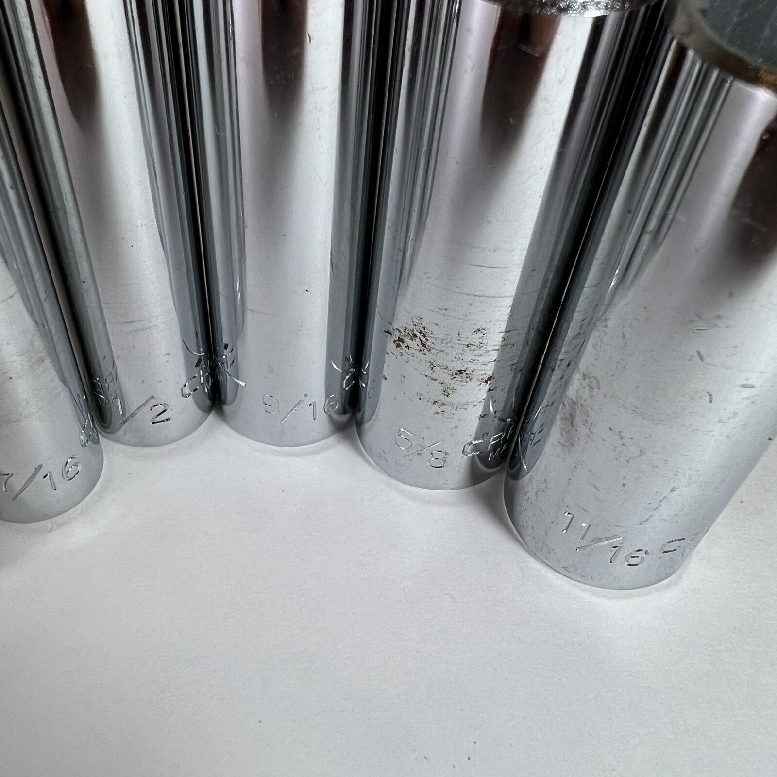 6 Craftsman Deep Sockets SAE 12 Point 3/8″ Drive EE Series Made in USA