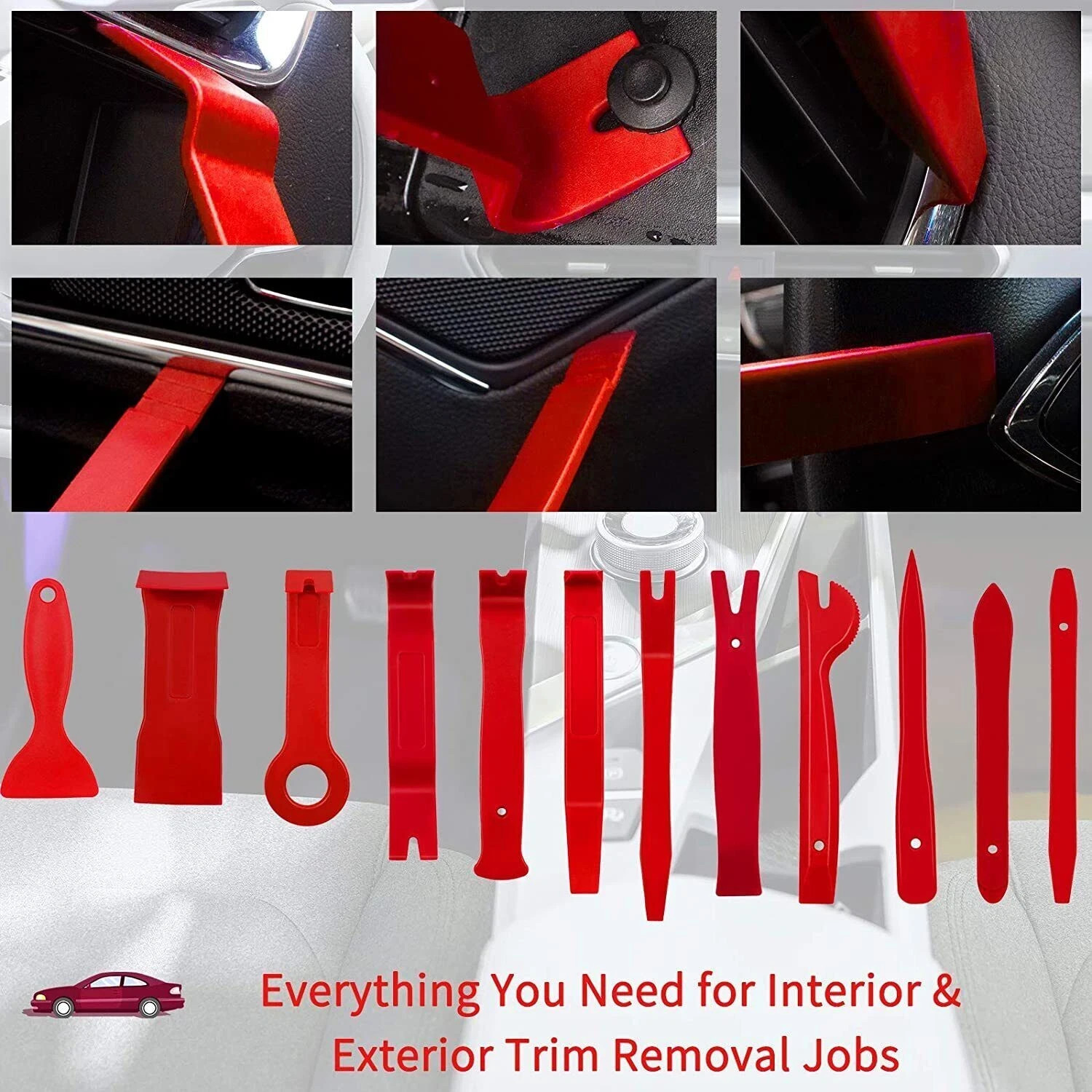 12 Auto Trim Removal Tool Kit Car Panel Door Dashboard Fastener Remover Pry Set