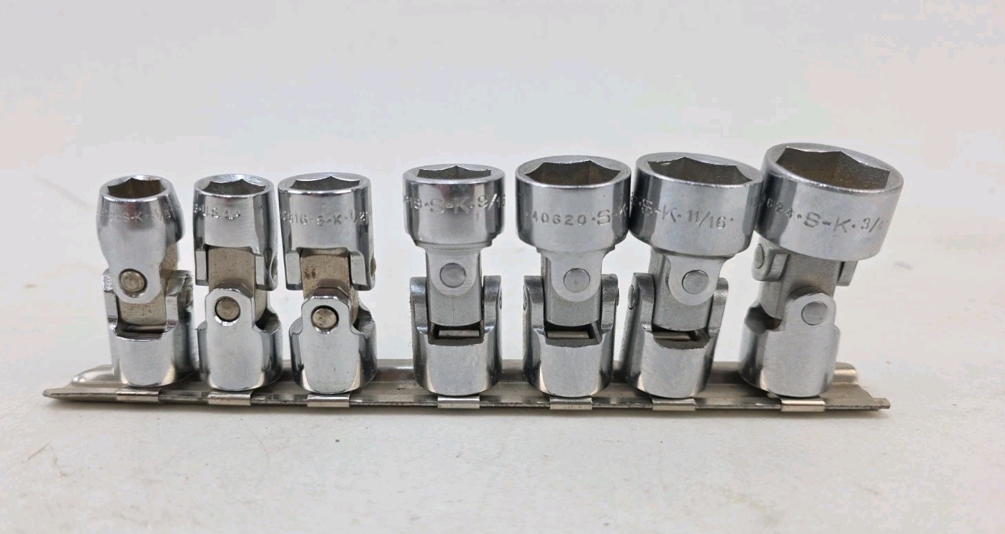 Vintage SK 3/8″ Drive SAE 7 Pc Swivel Universal Socket Set 3/8″-3/4″ USA NOS