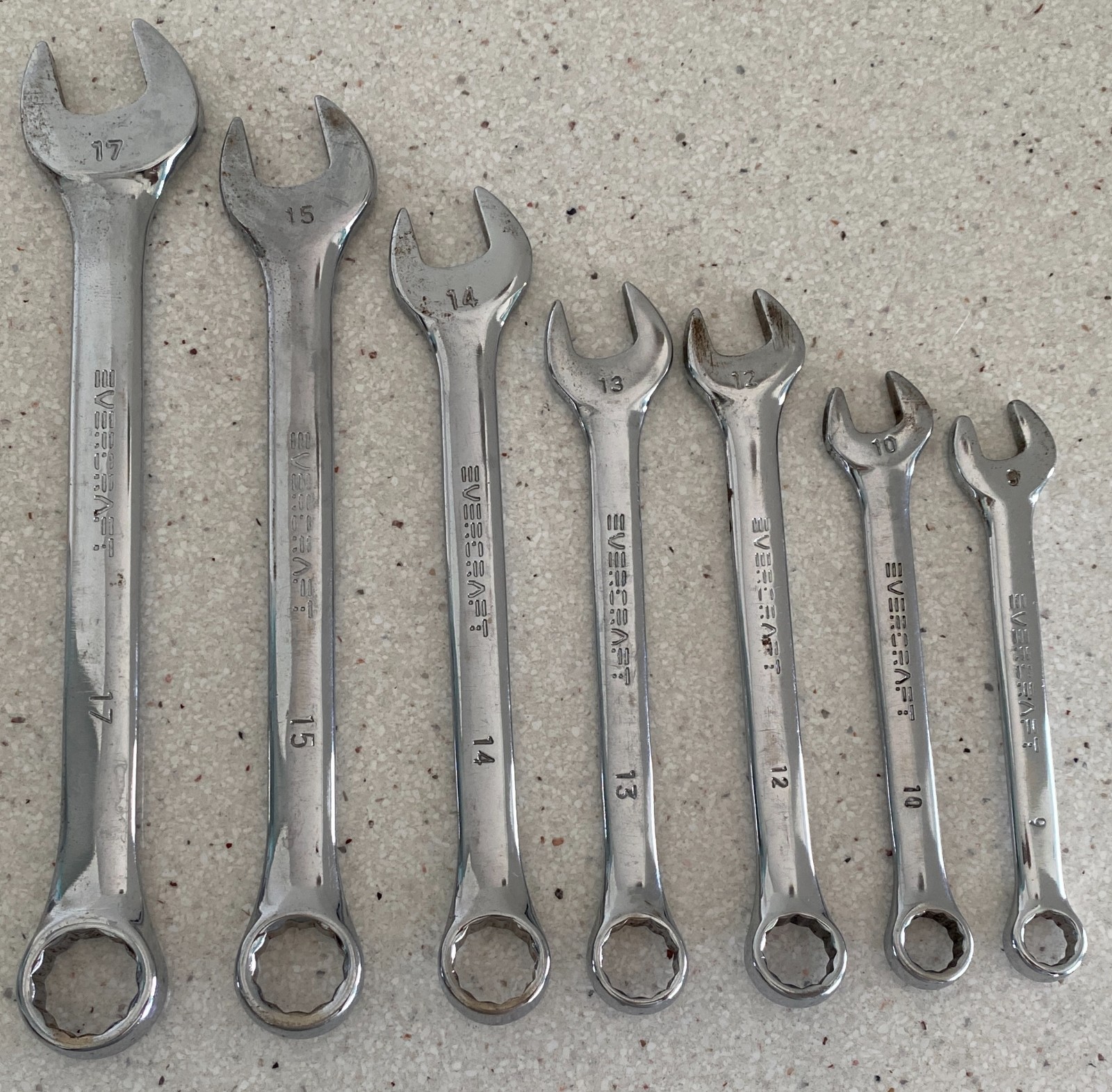 NAPA Evercraft 7 Piece Metric Combination Wrench Set 9 10 12 13 14 15 17mm