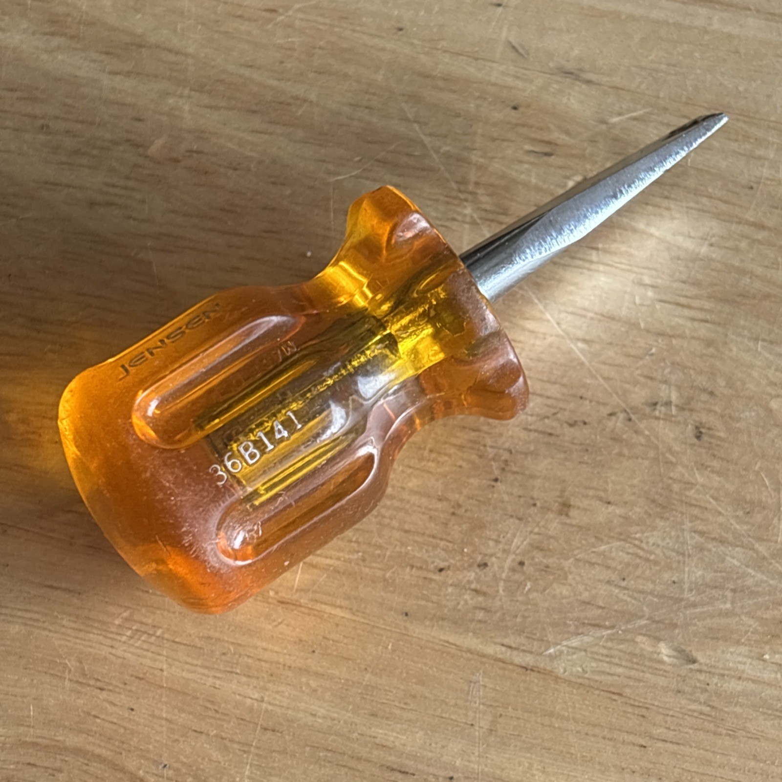 Jensen Tools 1/4″ Flat Slotted Stubby Short Screwdrvier Orange 36B141 USA