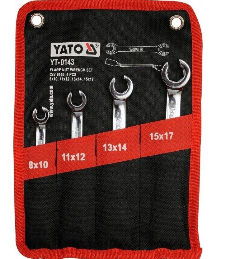 Yato Professional Heavy Duty Flare Nut Wrench Spanner Set 8sizes 8-17mm YT-0143