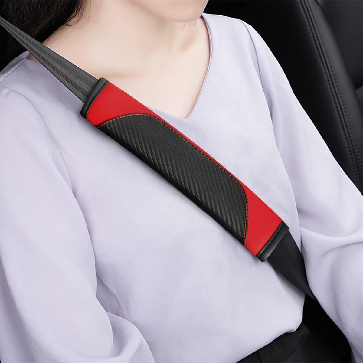 4× Car Seat Belt Liner Covers & Armrest Pad & Steering wheel Cover Auto Set US