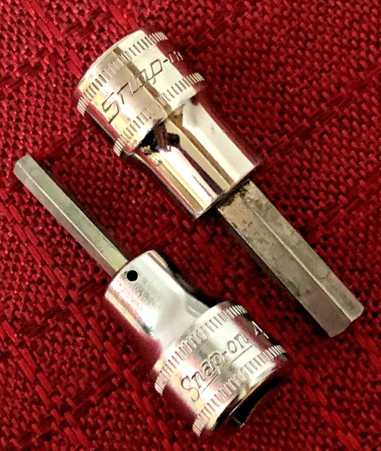 Snap On FAM4A & FAM7E Metric 4&7mm Chrome Hex Bit Socket 3/8″dr 2″L Good 8.5/10