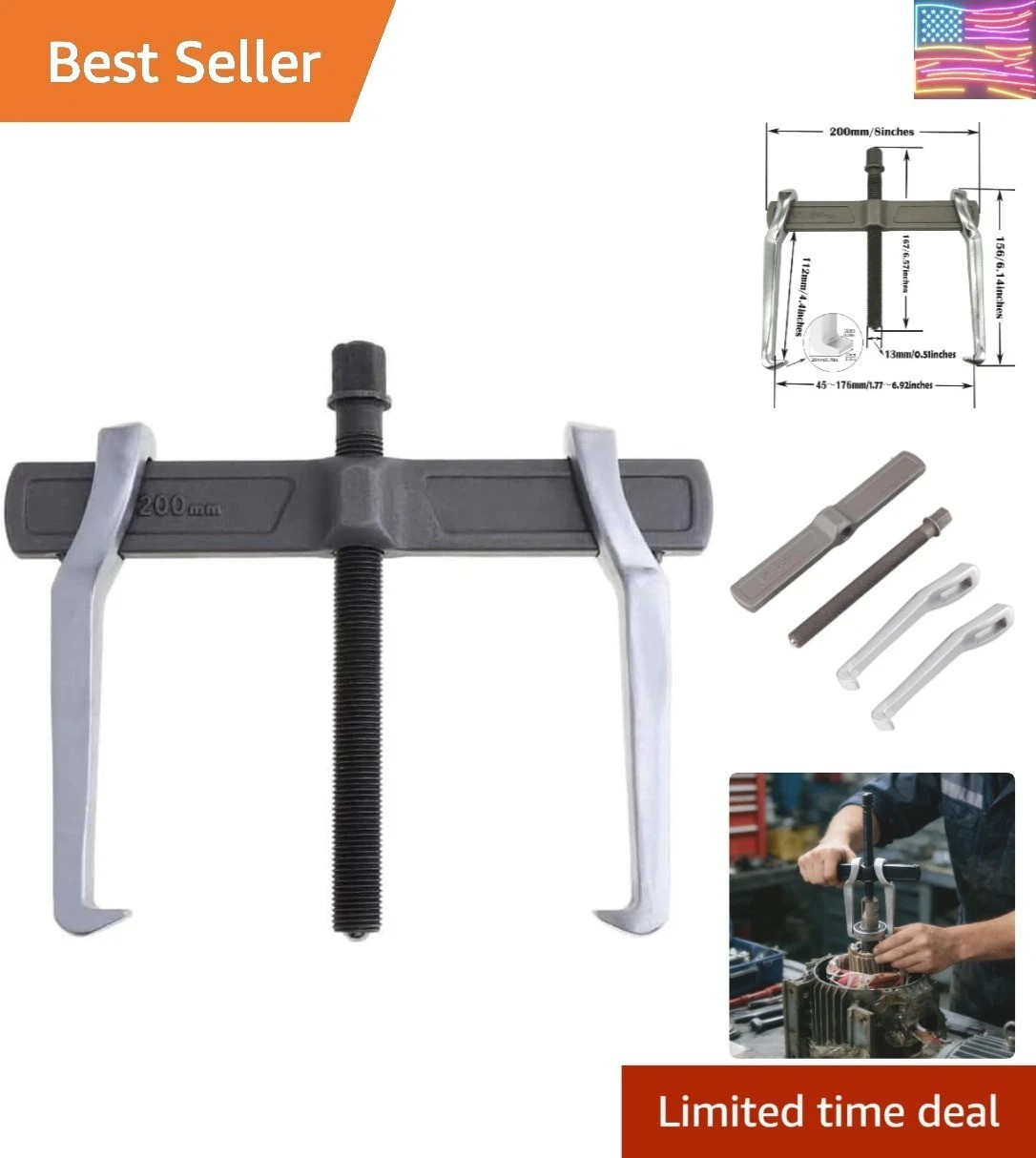 2 Jaw Puller, 2 Claw Gears Puller for Removal of Pulley Flywheel Bearing,Smal…