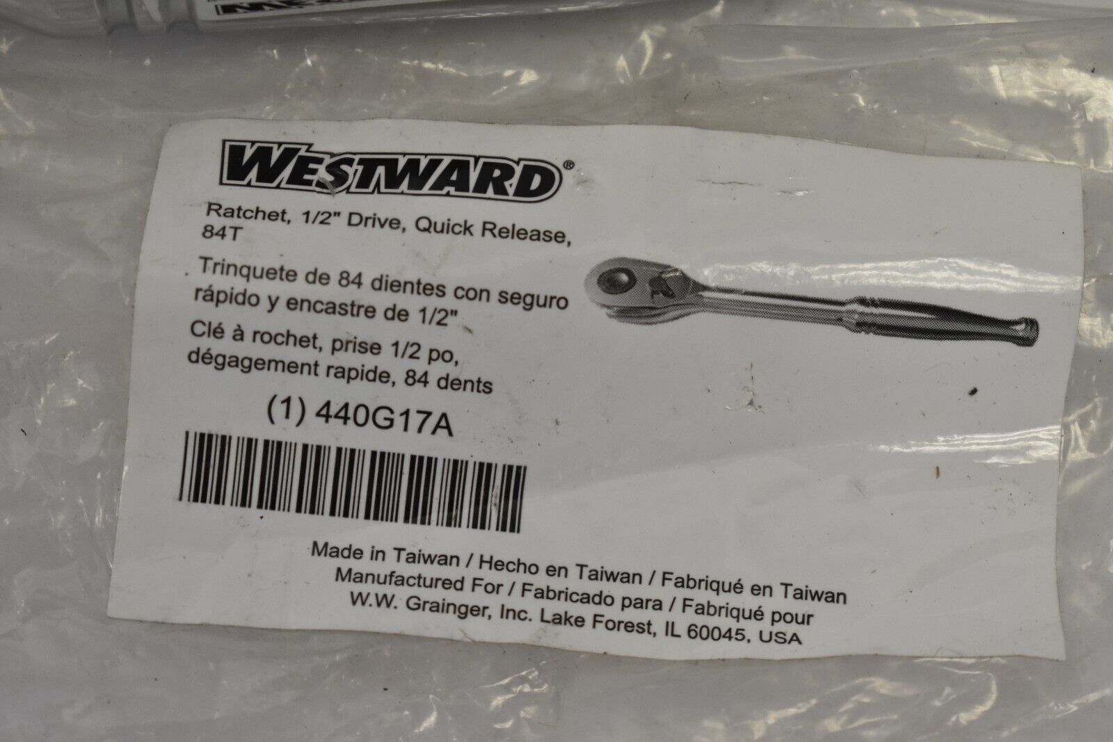 Westward 1/2″ Quick Release Hand Ratchet 84 Tooth 440G17A Chrome Plated Tool