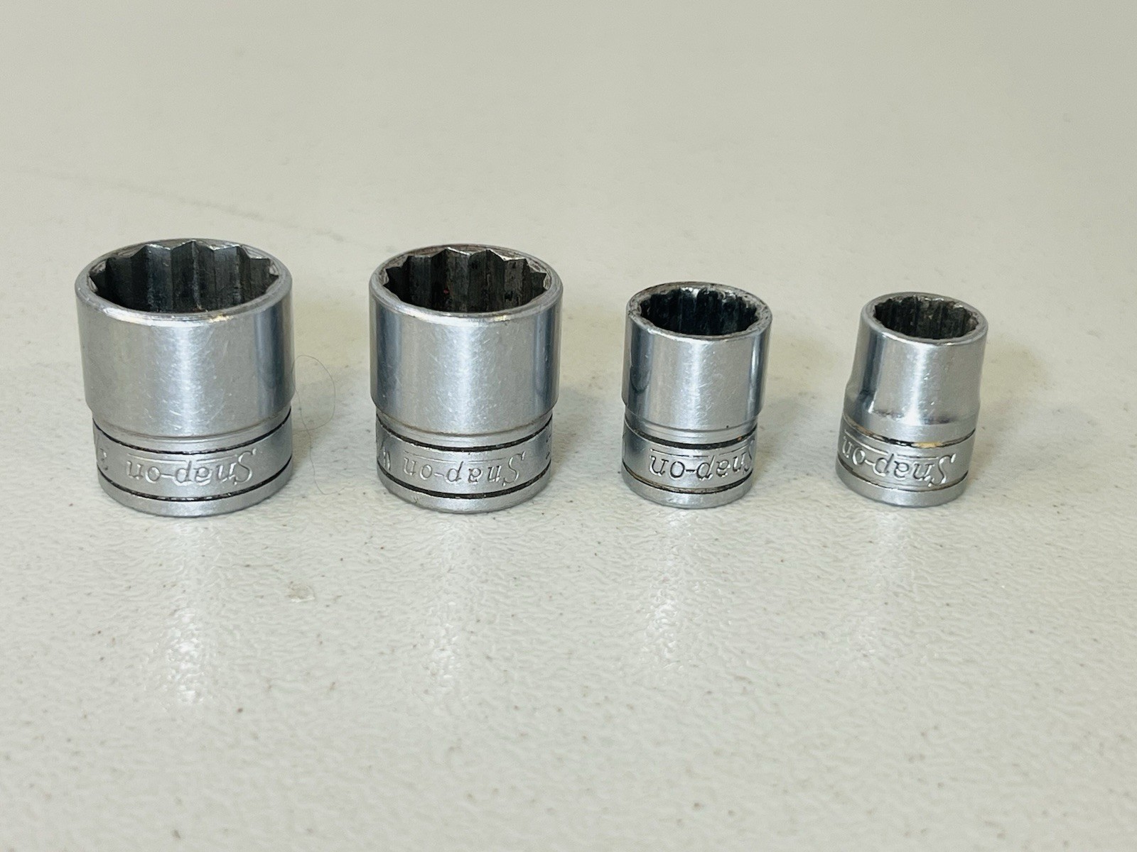 (Lot of 4) Snap-On Socket 3/8 Drive 3/4 F241 11/16 F221 1/2 F161 7/16 F141 12Pt