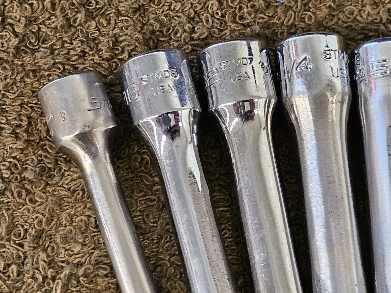 8 Snap on Deep Well Socket Set 1/4″ Drive Sae 7/16 3/8 11/32 5/16 7/32 3/16 STM