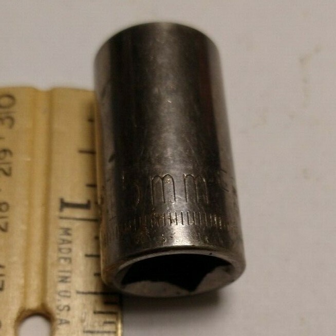 Craftsman Vintage 1/2″ Drive 15MM 12 Point Shallow Socket Metric 44236 G1 USA