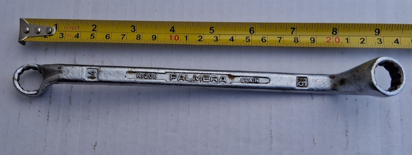 Double Ring Spanner 14mm x 15mm Metric Hex Swan Neck Deep Wrench pre-owned