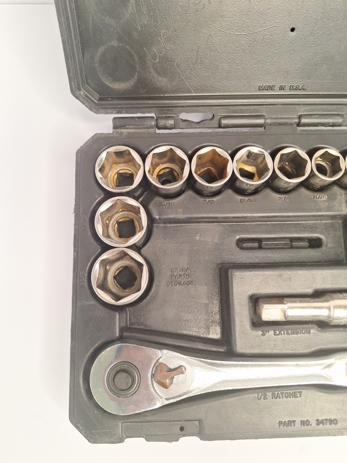 Craftsman USA 16 PC 1/2″ Drive 6 Point SAE Socket Set With Case #34790*READ*