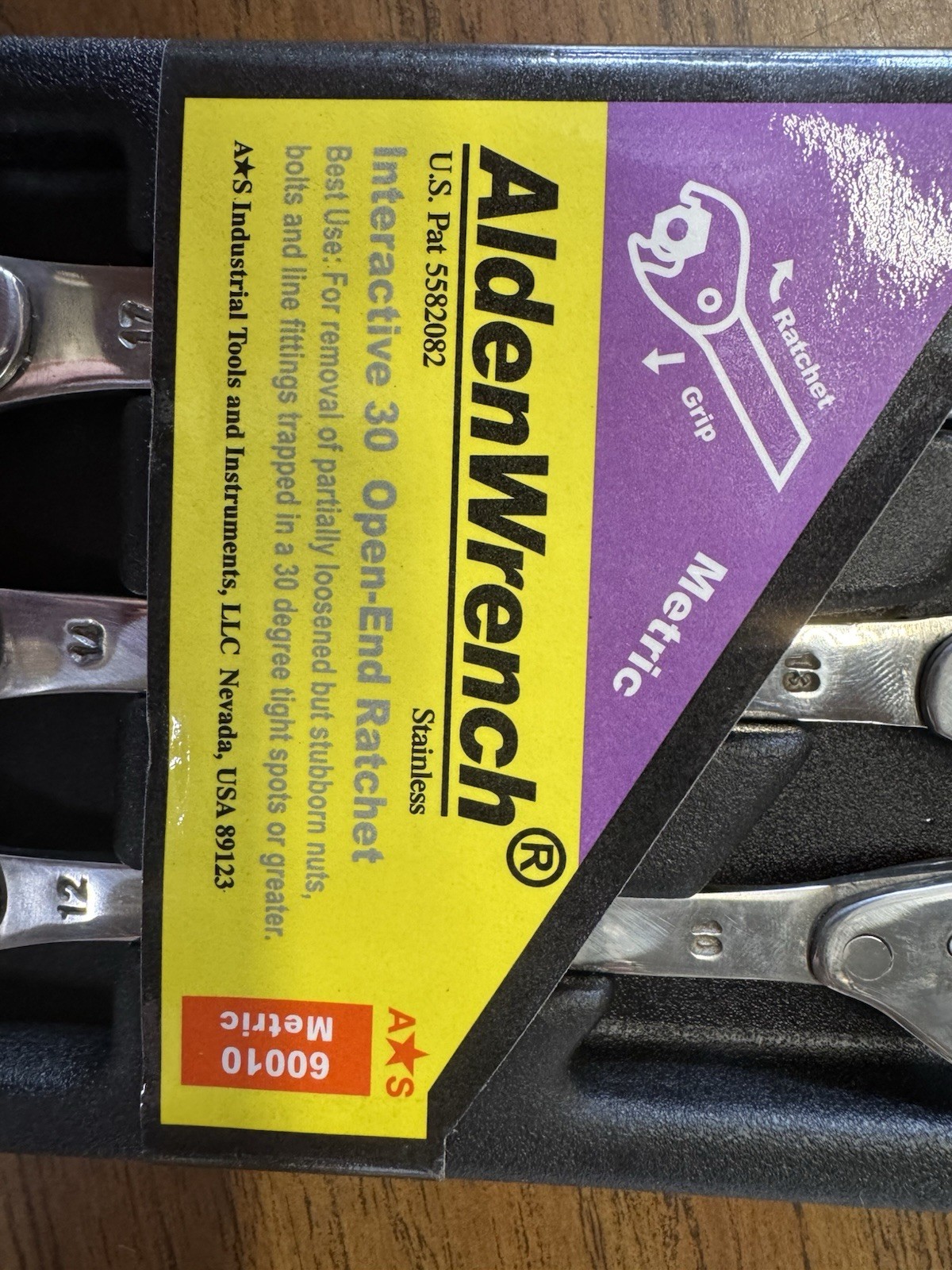 ALDEN WRENCH 3pce Open End Ratchet Set Metric (Double Head) 10-17MM MAde in USA