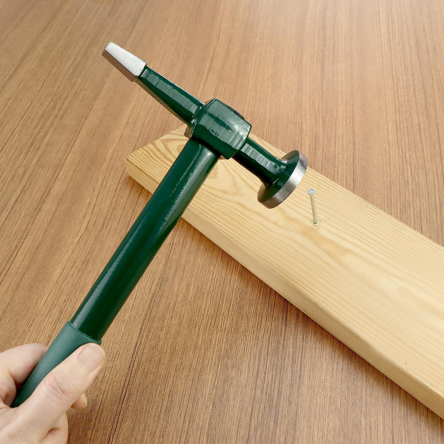QWORK Sheet Metal Hammer, Auto Body Planishing Hammer for Car Dent Green