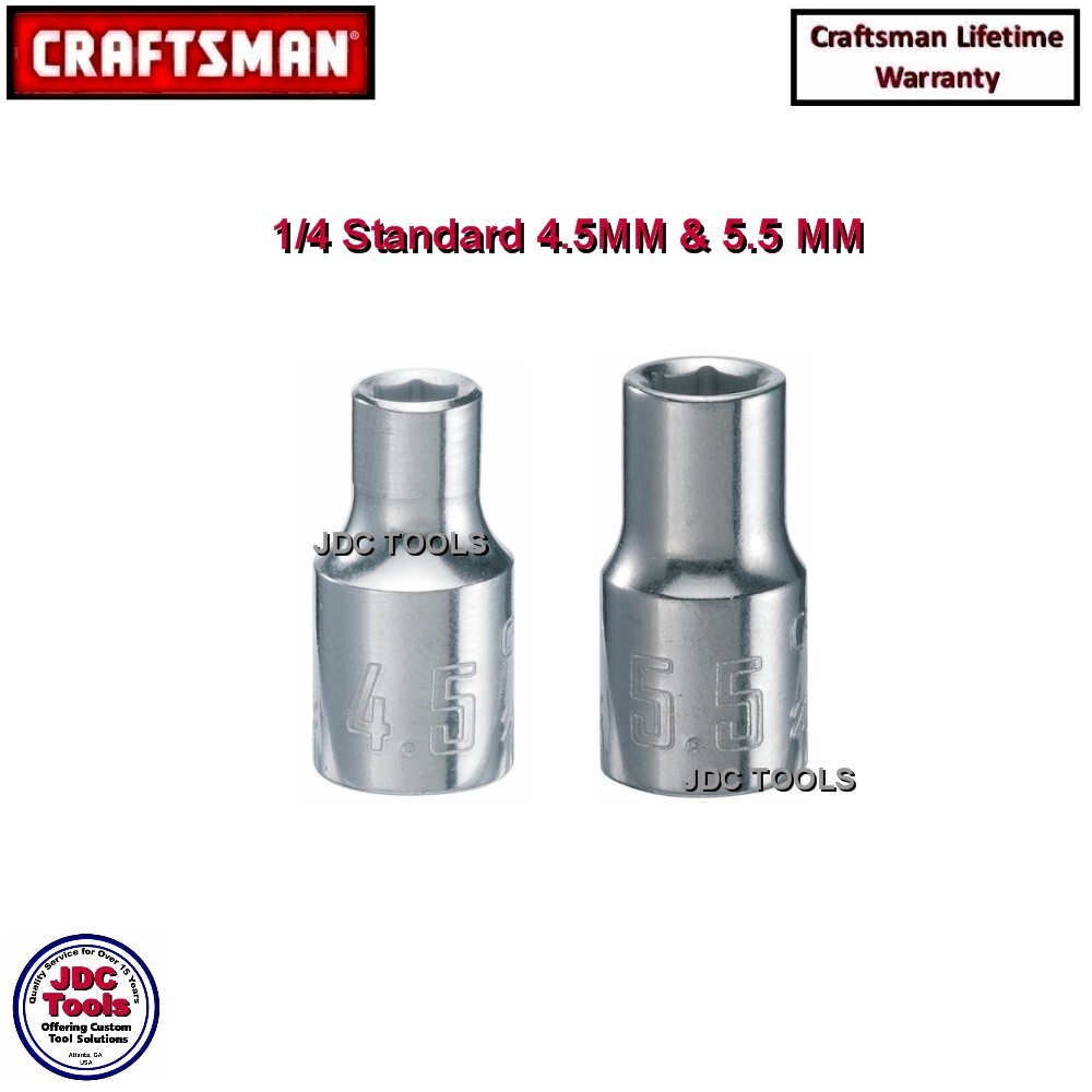 New Craftsman 4.5MM & 5.5MM Metric 6 Point 1/4″ Drive 4pc Deep Std. Socket Set 2