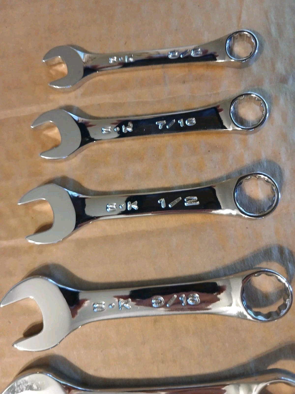 S-K 7 pc Stubby Combination Wrench Set 3/8-3/4 Made In The USA