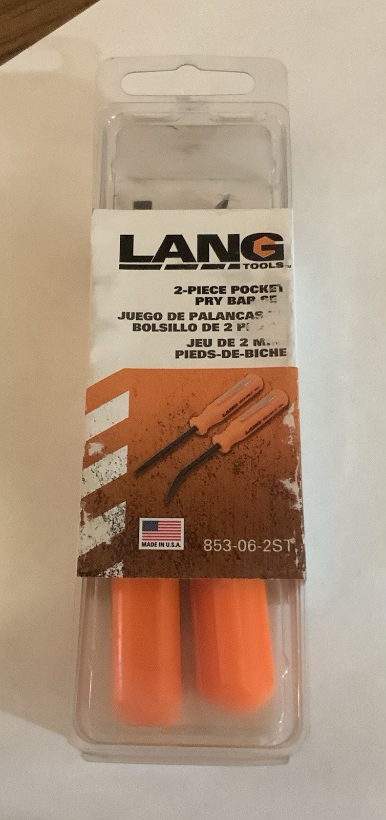 LANG TOOLS 853-06-2ST – 2 Pc Pocket Pry Bar Set Straight Blade & 27-degree USA