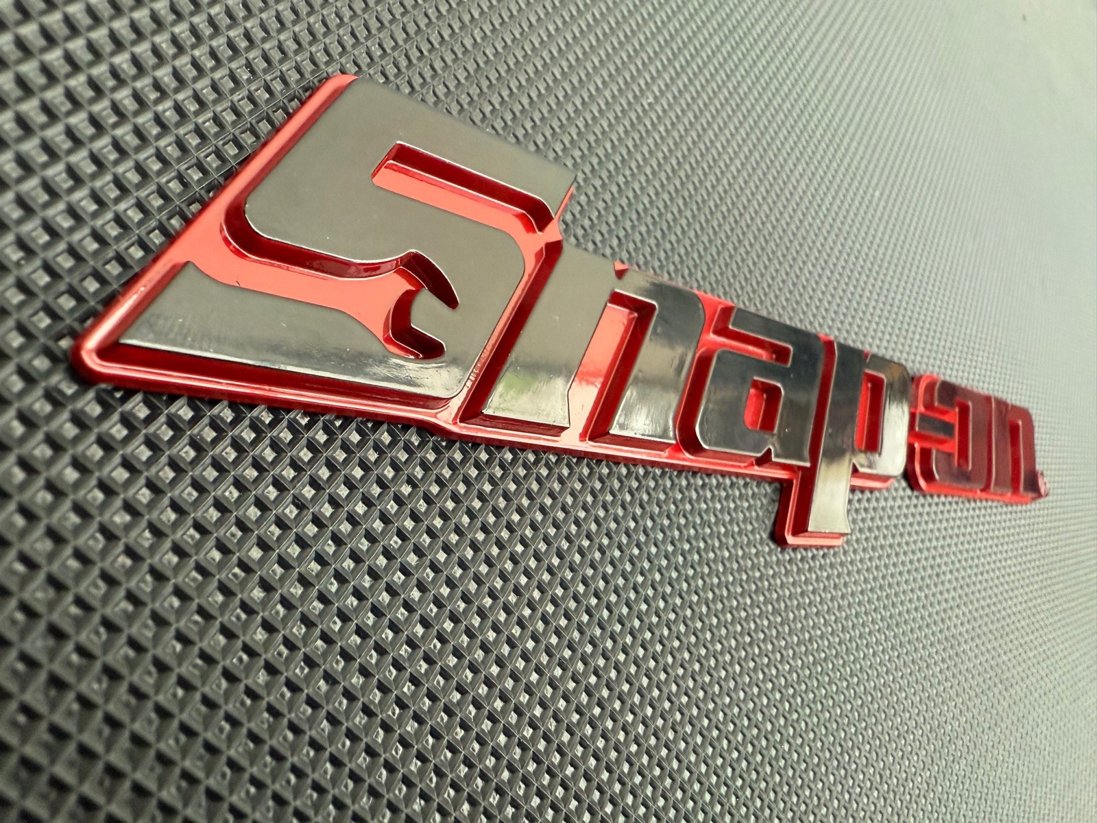 New Snap On LOGO 8” BLACK METAL Toolbox Roll Cab Badge Logo Emblem Sticker Decal