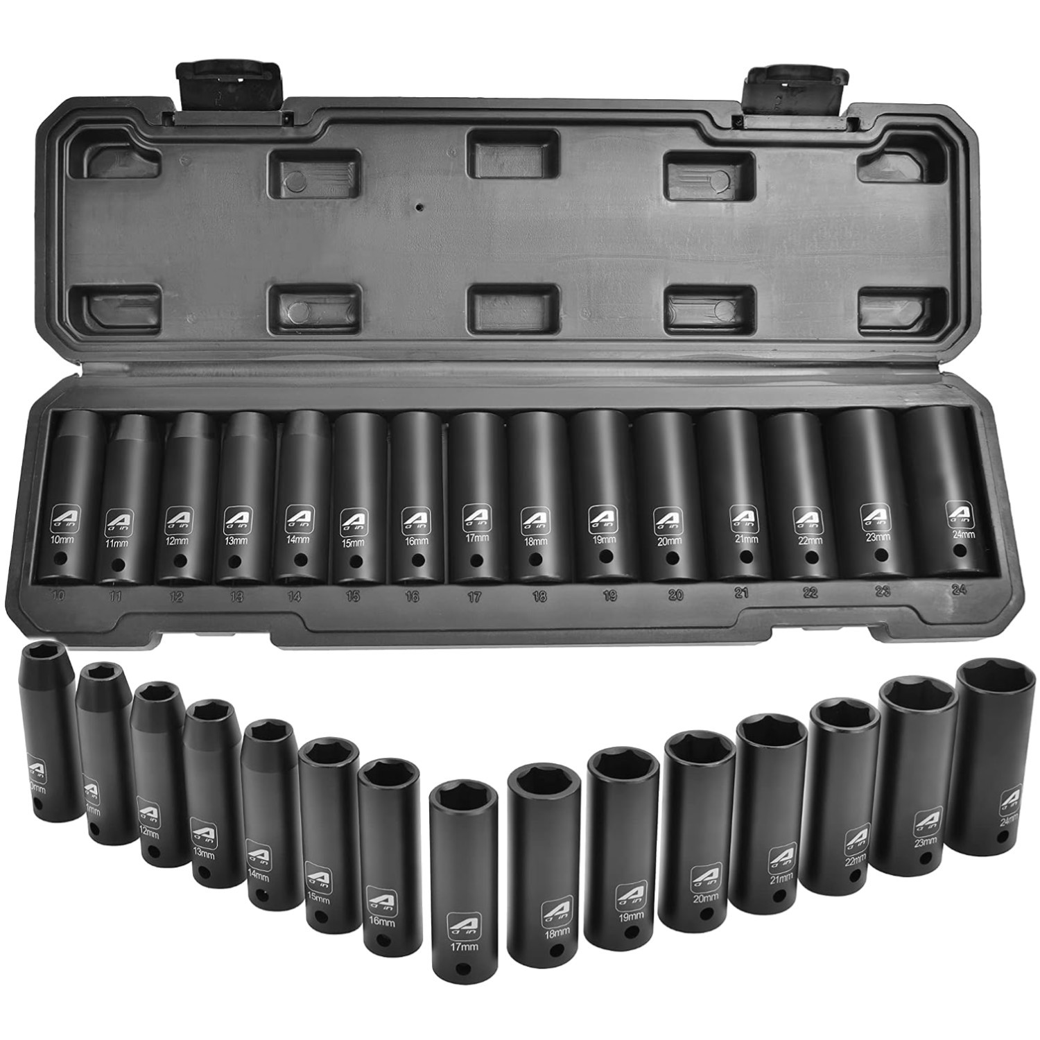 15-Piece 1/2″ Drive Metric Impact Socket Set