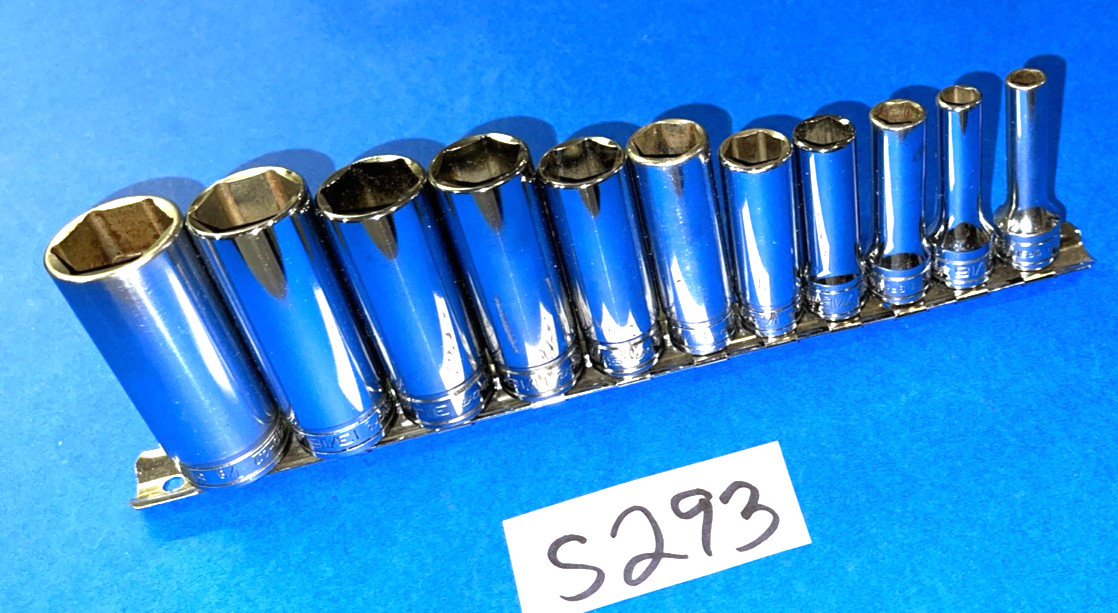 SNAP-ON TOOLS 11 PIECE 3/8 DRIVE SAE. DEEP CHROME 6 POINT SOCKET SET 211SFSY