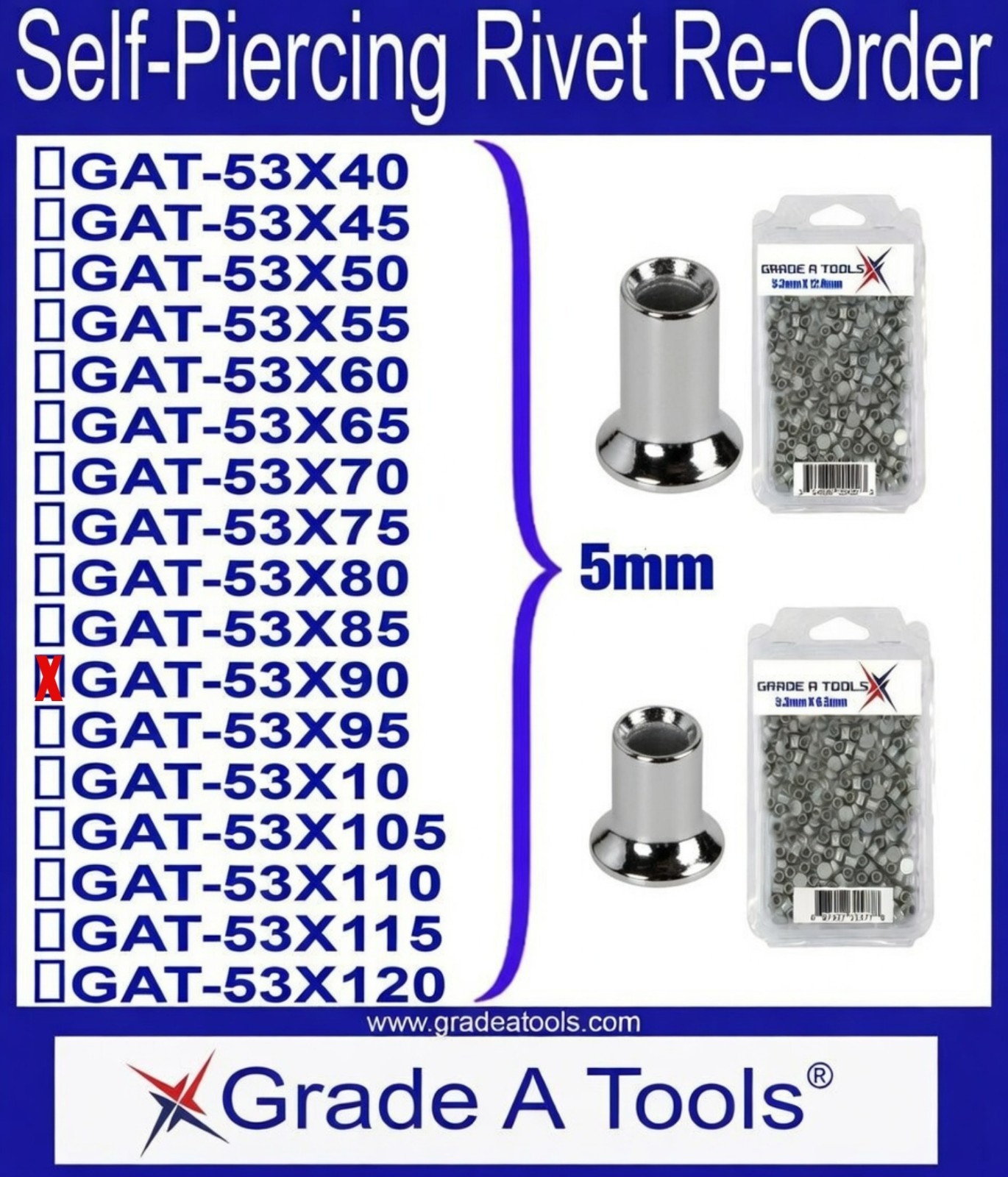 Aluminum Self Piercing Rivets – Collision Repairs – Boxes of 100