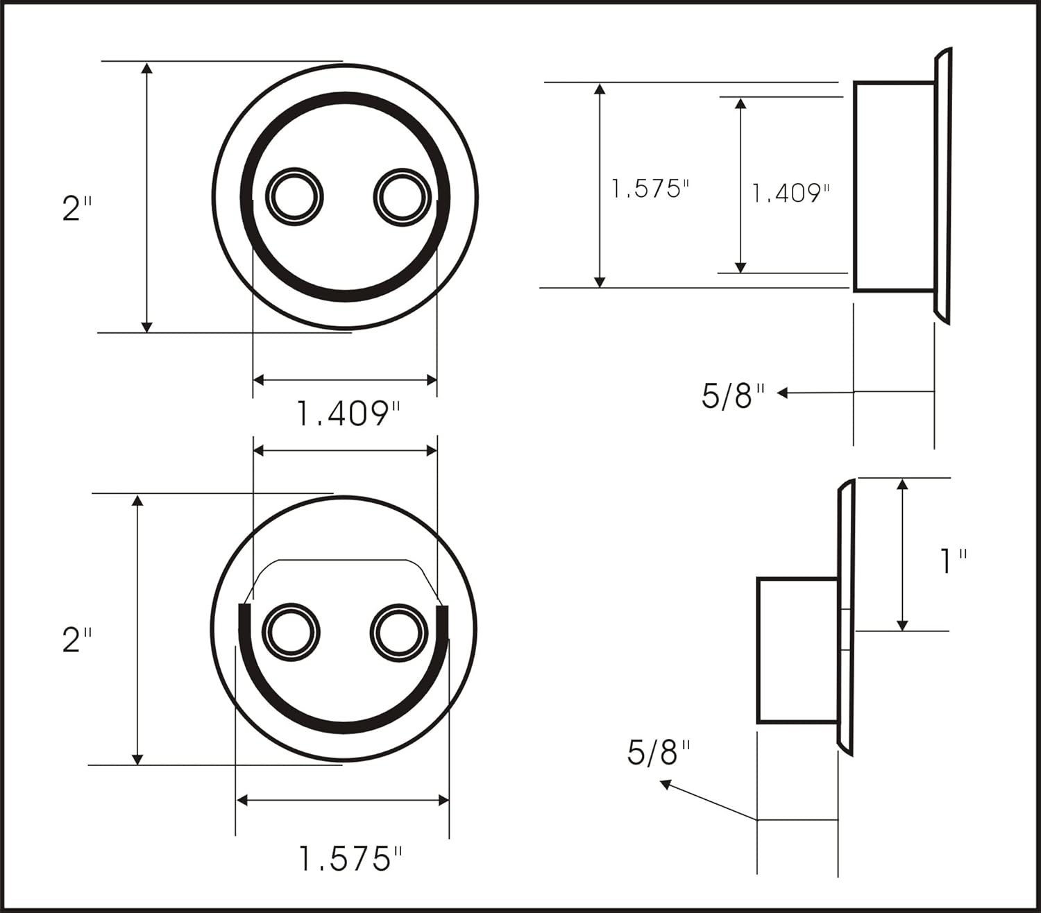 1 Pair Matte White Heavy Duty Metal Rod Socket Set – Ideal for Closets, 1-3/8»