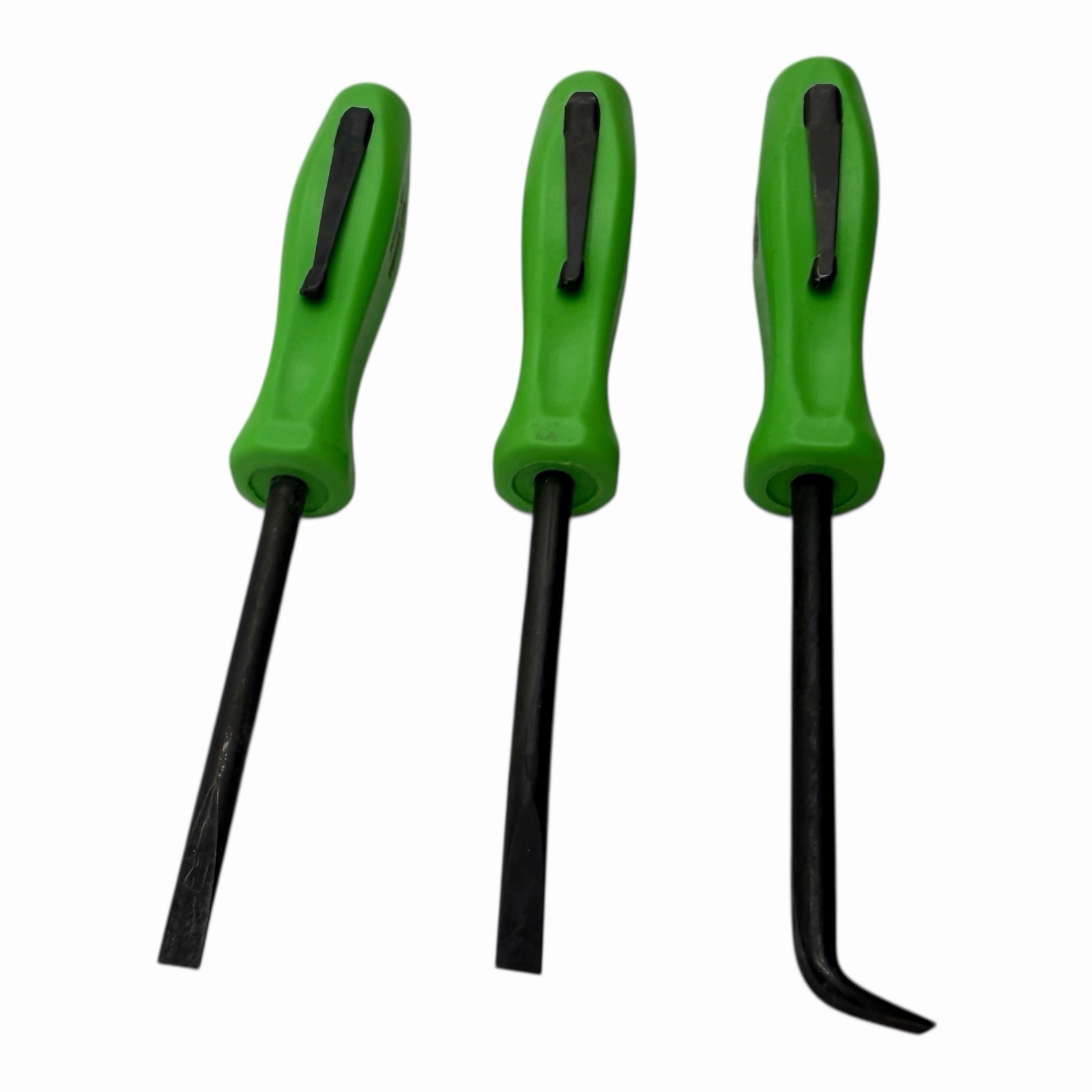 Snap On Tools Mini Pocket Pry Bar Set 3 piece Green 5 inch Straight Bent 90