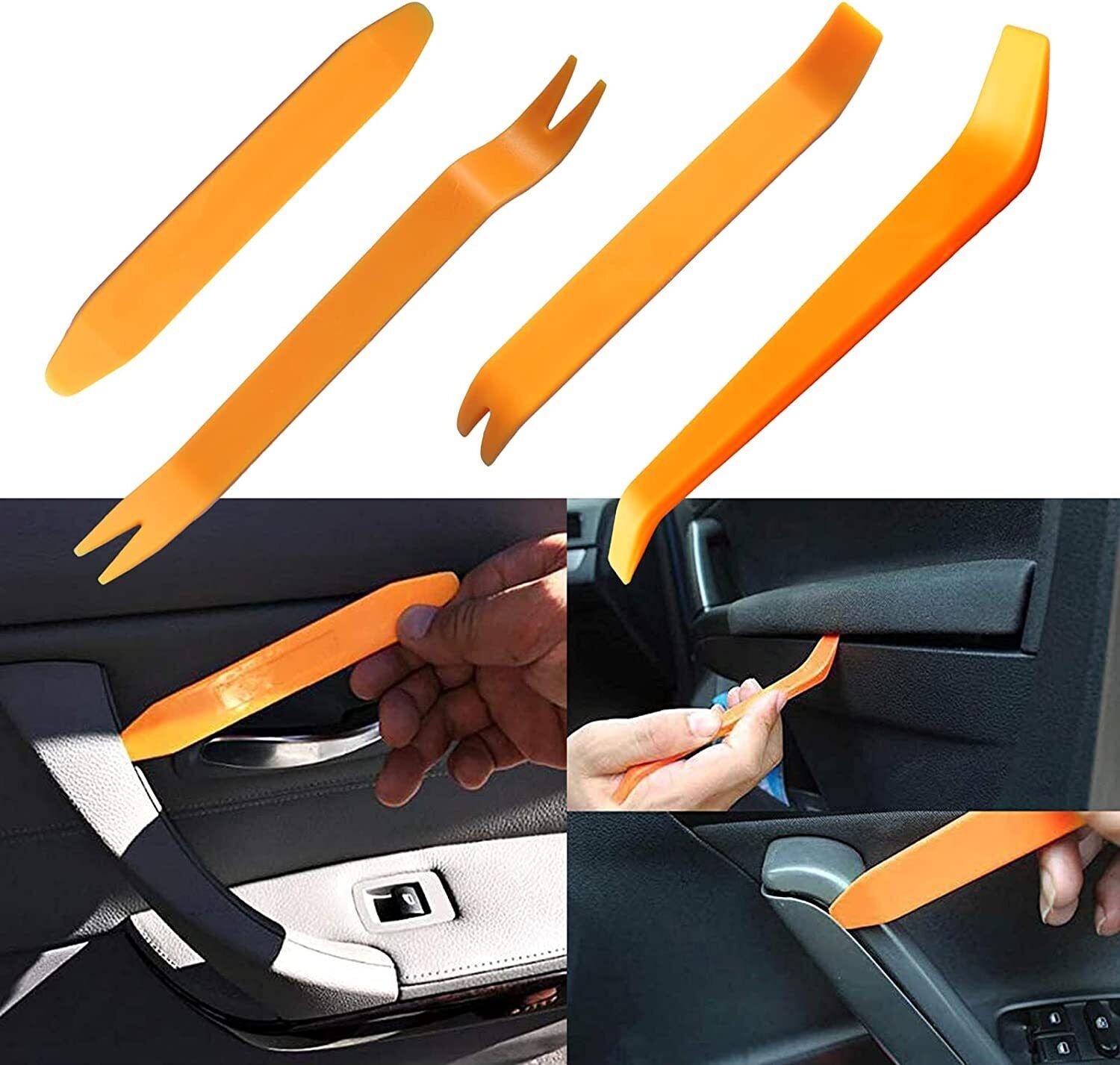 Set of 4 Car Trim Removal Tool Hand Tools Pry Bar Panel Door Interior Clip Kits