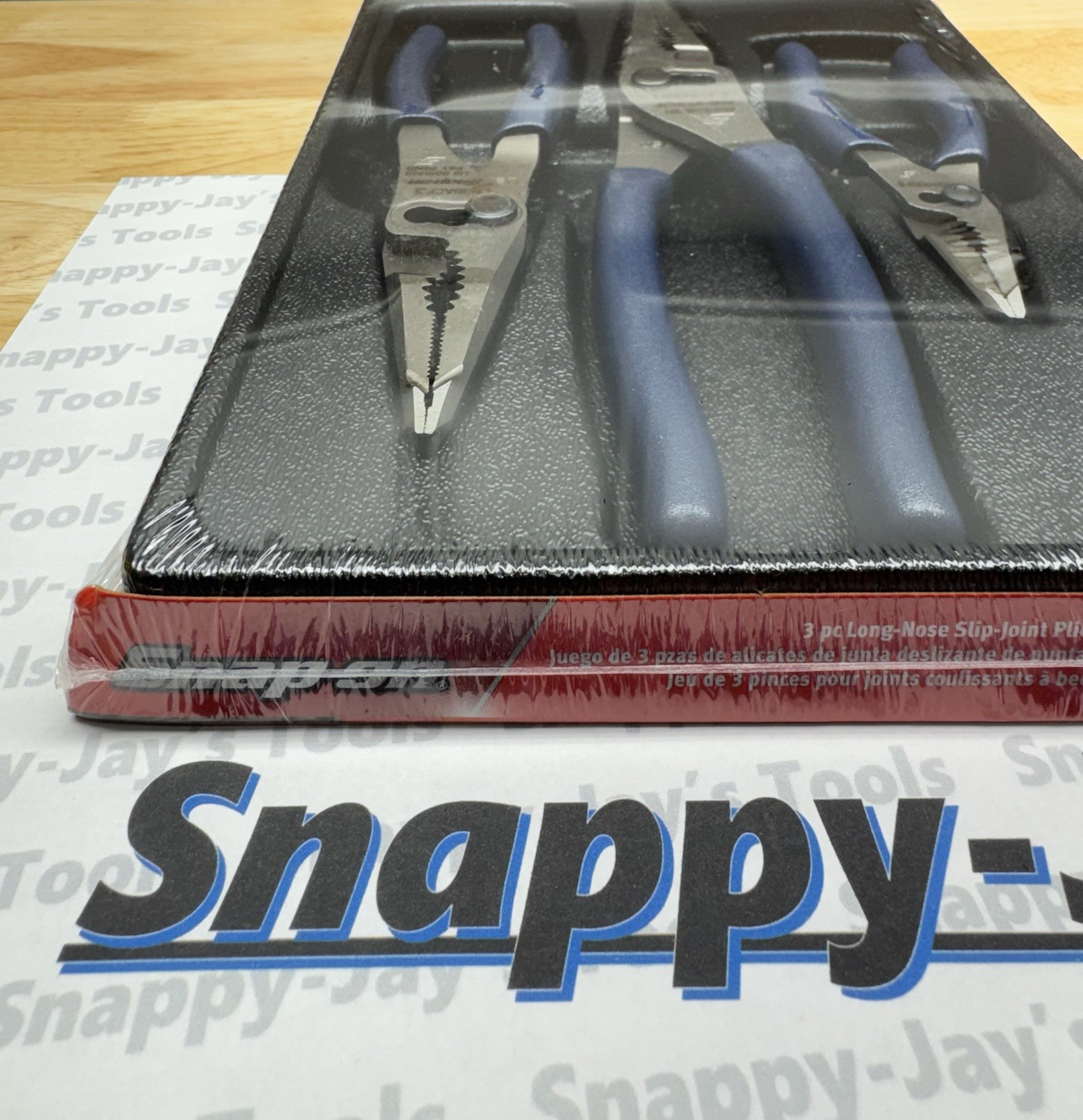 Snap-On Tools USA NEW POWER BLUE 3pc Long Nose Slip Joint Pliers Set PL3LNSJCFMB