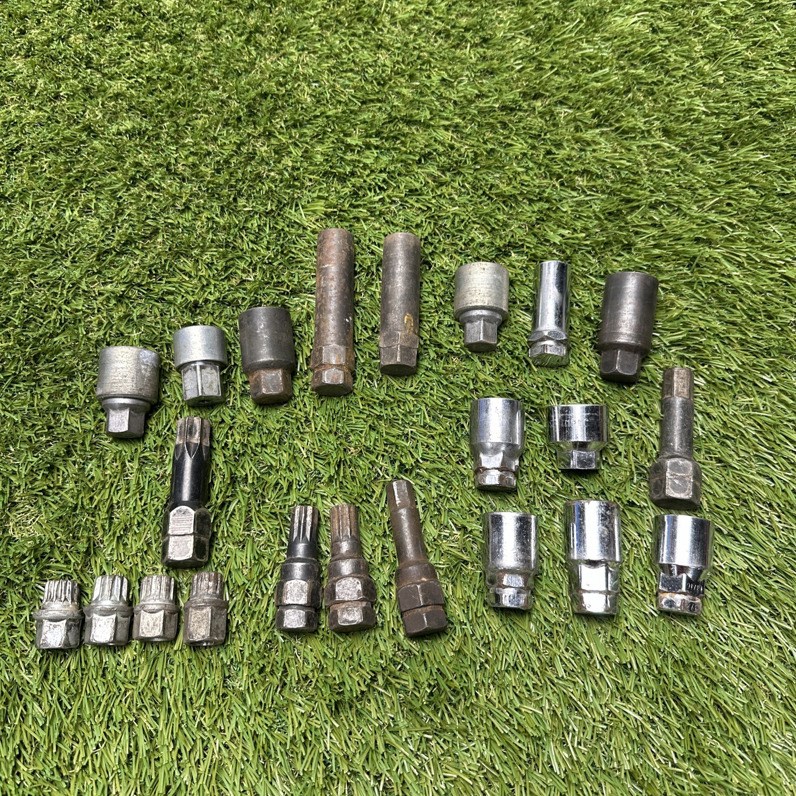 Lot of 22 Locking Lug Nut Removal Tools Assorted Some Marked Unknown Mechanics