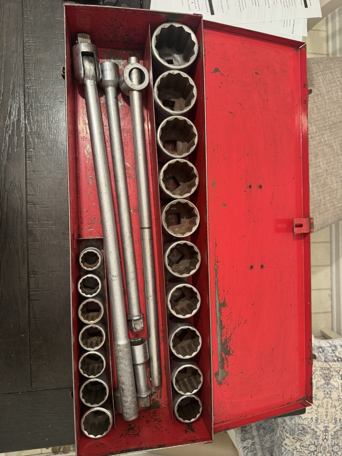 Mac 22pc 3/4″ Drive Socket 15/16″ 2″ 12Pt Service Set Metal Tool Box 3/4inch Dr
