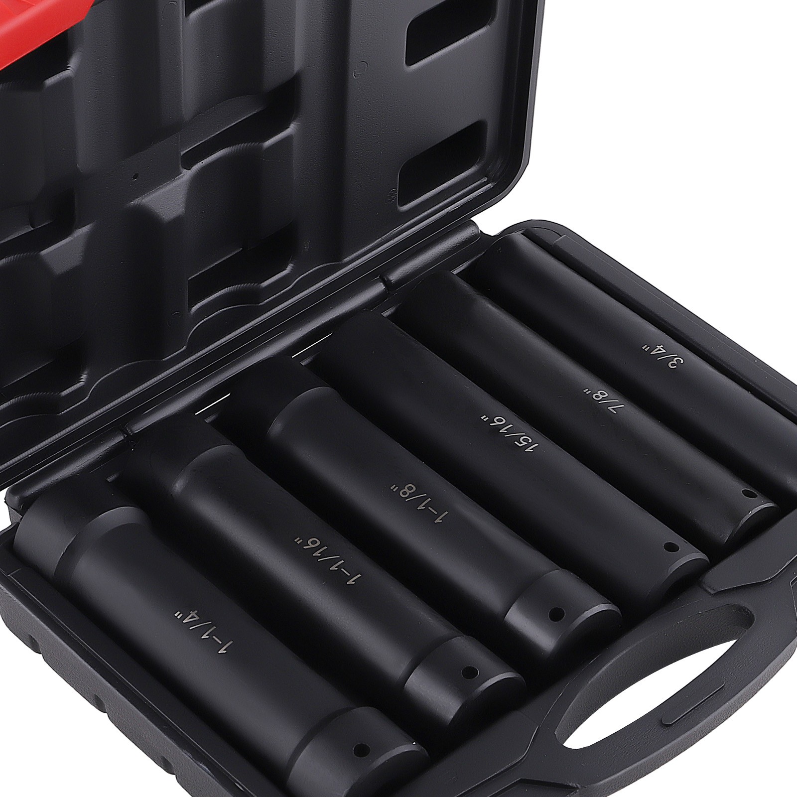 6* 1/2 Inch Drive Extended Length Impact Socket Set Heavy Duty W/ Storage Case