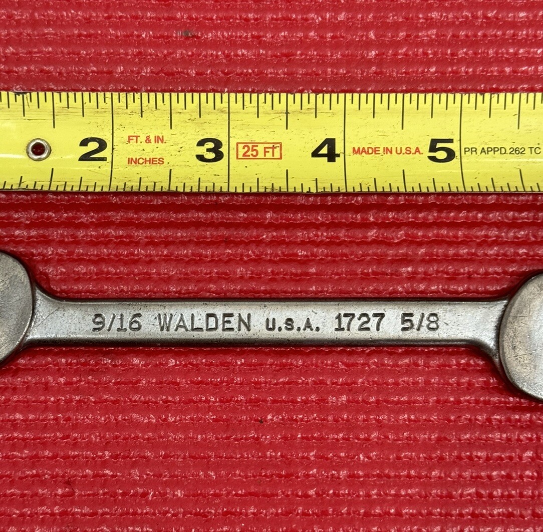Vintage Rare Walden Tools 1727, 9/16″ x 5/8″ Open End Wrench Made in USA
