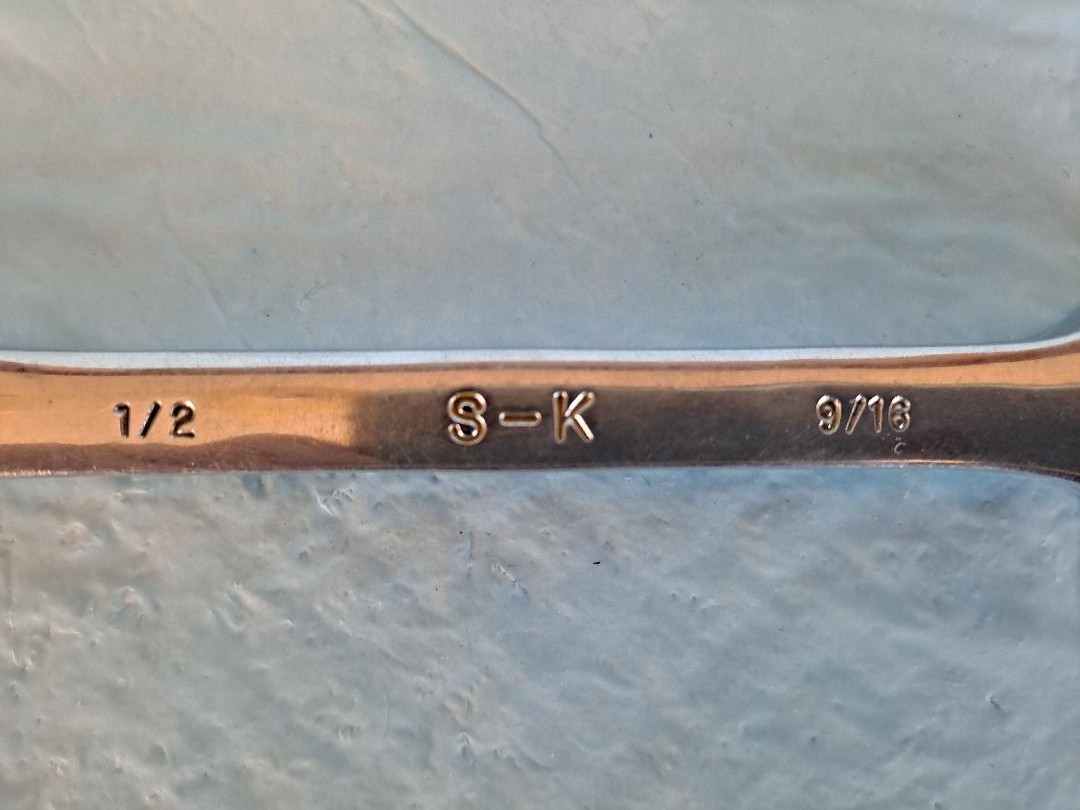 Vintage S-K F1618, Double Open-End Flare-Nut Wrench, 1/2 x 9/16, Made in USA