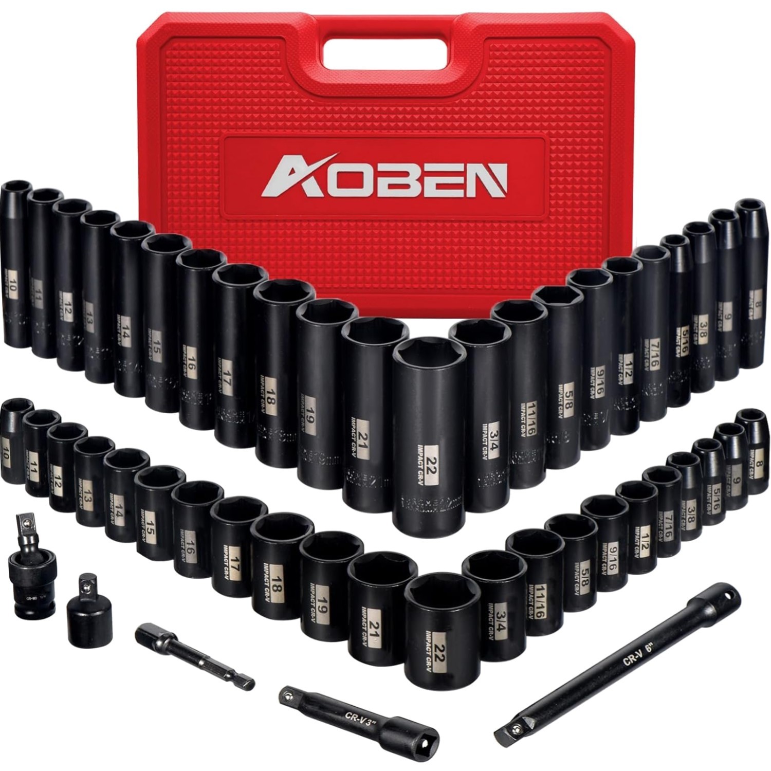 3/8-Inch Drive Impact Socket Set, 49 Pieces, Deep/Shallow