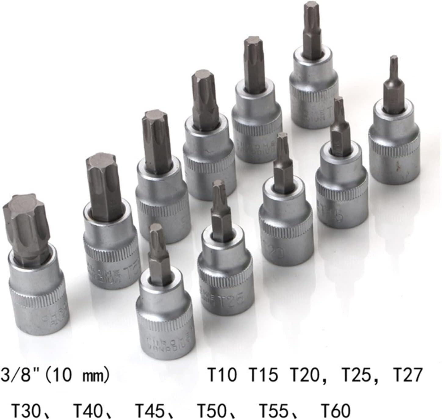 NEW 34pcs Torx Star Sockets & Bit Set Male Female E-torx Security Bits 3/8 Drive