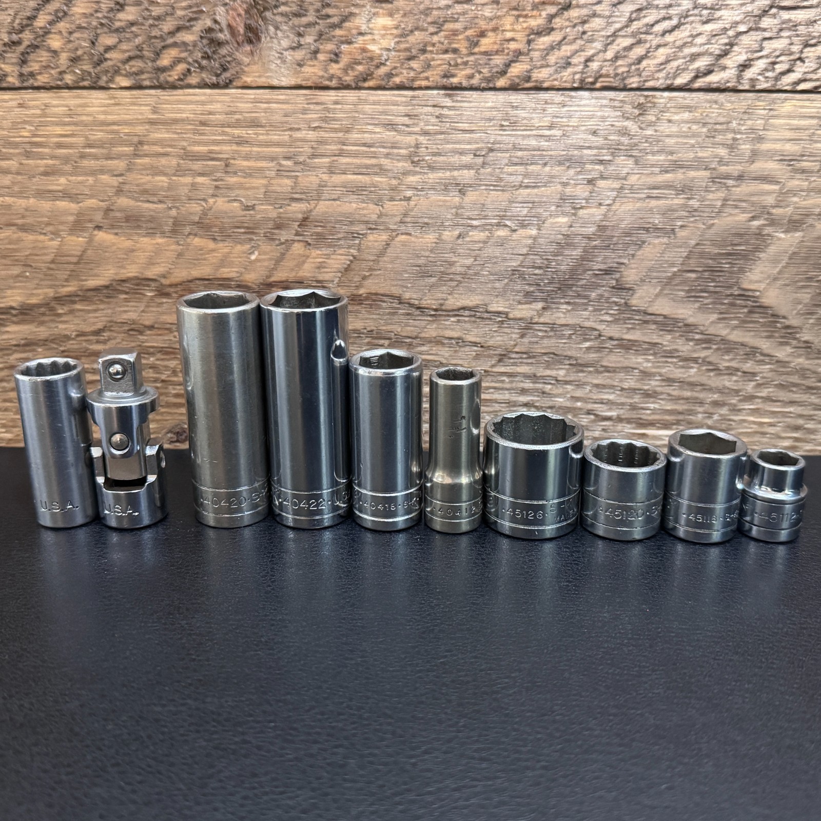 S-K Tools 3/8 Drive SAE Socket Lot 12PT 6PT Deep, STD, Universal & Ratchet 45170