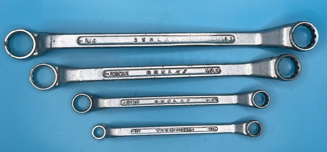 Dunlap SAE Deep Offset Box End Wrench Set 12pt 3/8″ to 7/8″ 4pc Made in USA