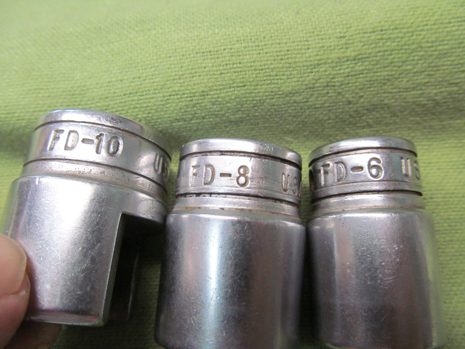 Set of 3 Snap-on Weatherhead Sockets – 3/8″dr. – pn’s FD-10, FD-8, FD-6 – USA