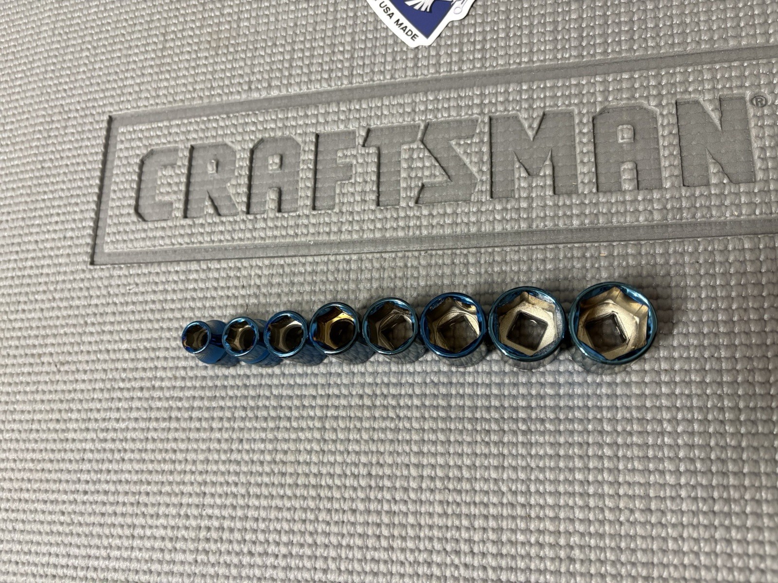 Sears Craftsman USA 8pc Limited Edition Titanium Blue SAE Sockets 3/8” Drive