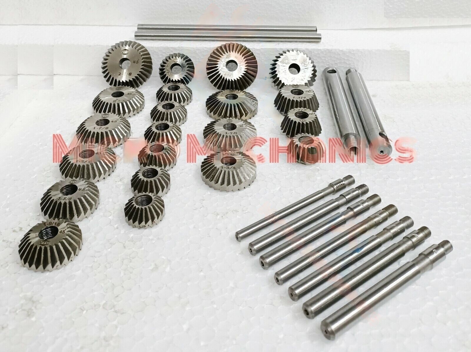 34x VALVE SEAT CUTTER SET HIGH CARBON STEEL 21 CTR + 8 STEMS + 2 ARBOR 2 RODS
