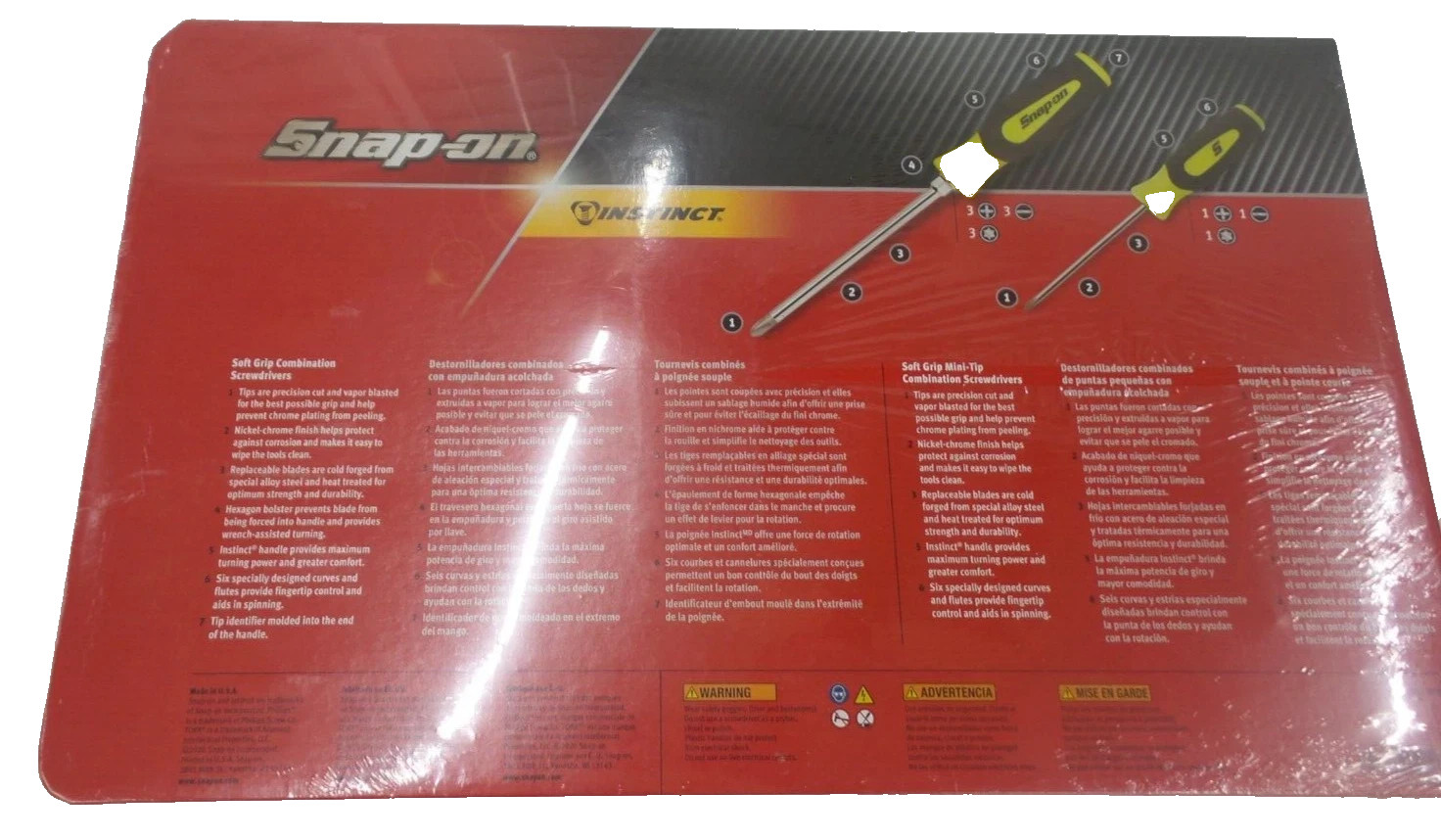 Snap-On sgdxw120bh 12 pc soft grip combination screwdriver set hi-viz NEW USA
