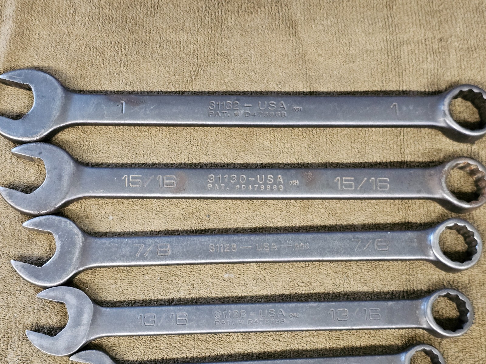 Wright Grip Combination Wrench Set Sae 1″ 7/8 5/8 9/16 1/2 3/8″ 31132 Black Tool