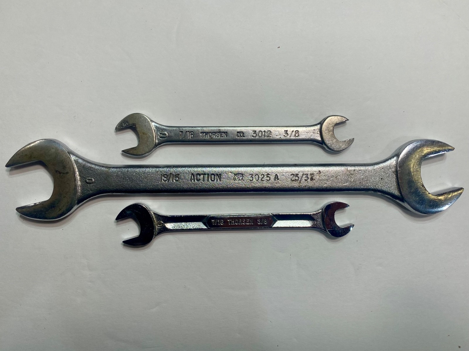 Vintage 3 pc. Thorsen/Action Open-End Wrench Lot, ca. 1962-1991, Made in USA