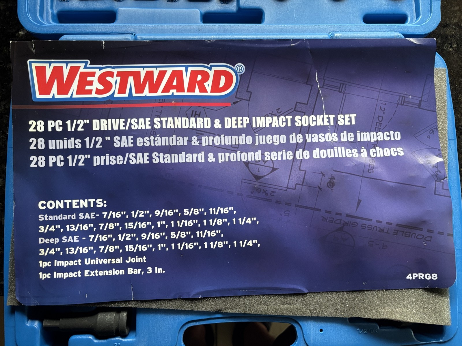 Westward Standard & Deep Impact Socket Set 4PRG8 28pc 1/2” Drive/SAE