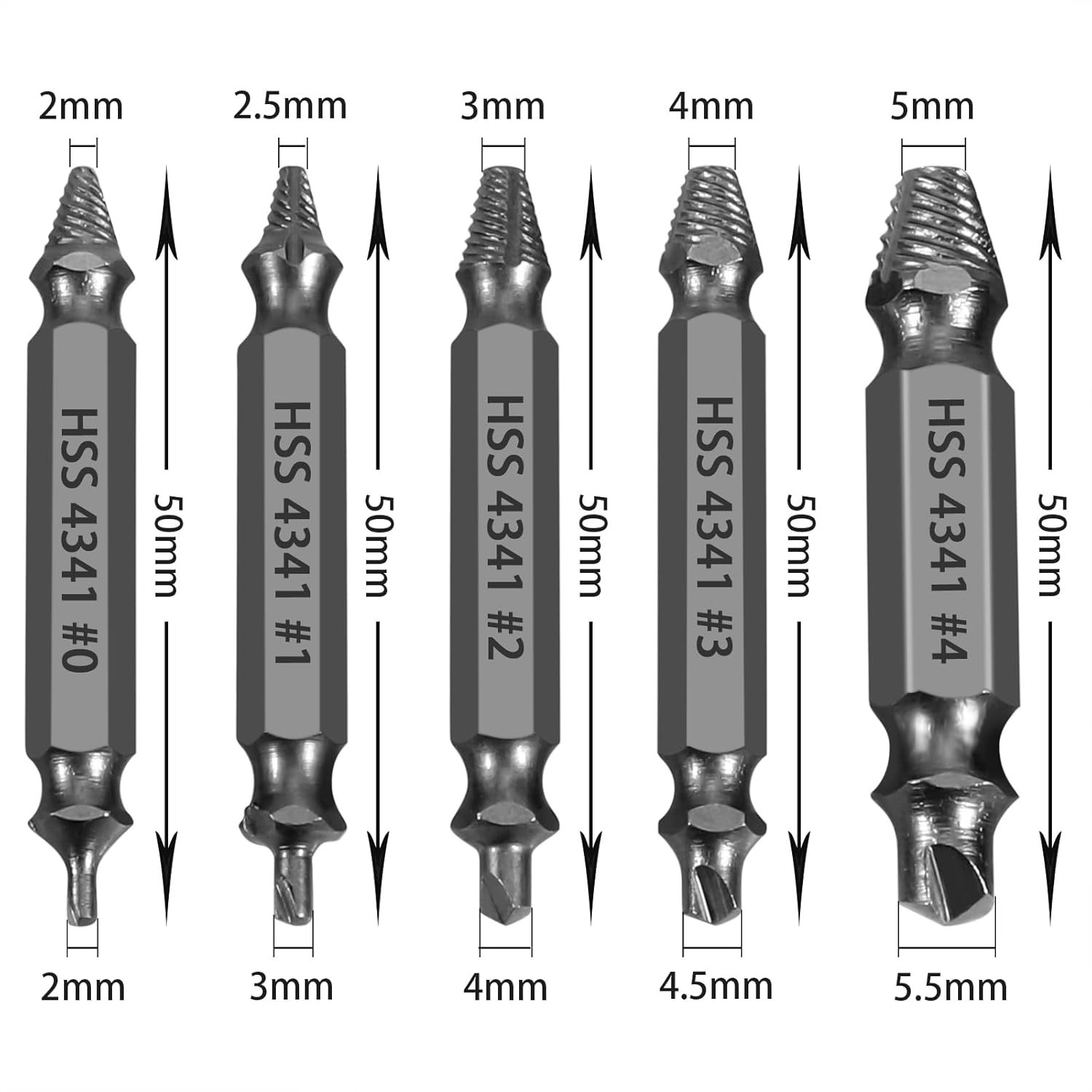 Versatile High-Speed Steel Screw Extractor Set – Professional 5-Pieces for DIY