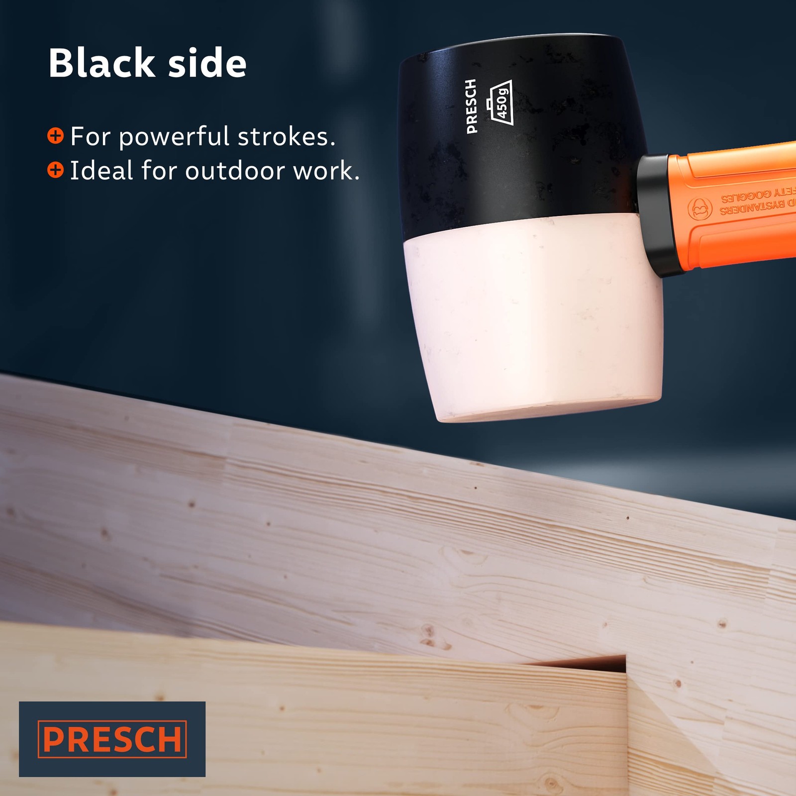 Presch Rubber Mallet Black/White 450g – Hammer 450g, Black / White
