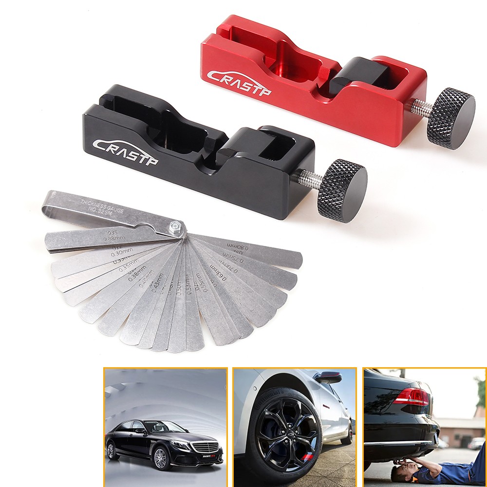 Matte Engine Spark Plug Gap Gapper Tool with 32 Blades Measuring Tool Metric SAE