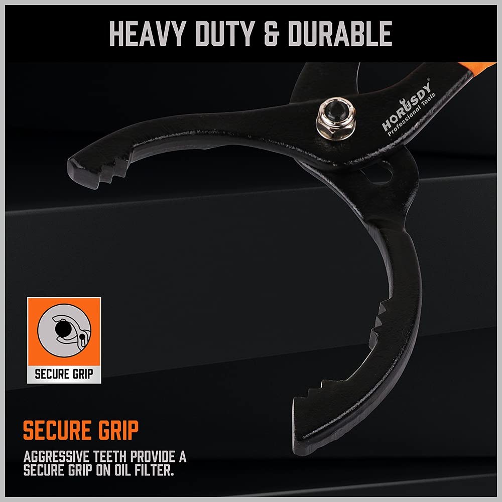 HORUSDY 12″ Adjustable Oil Filter Pliers, Orange