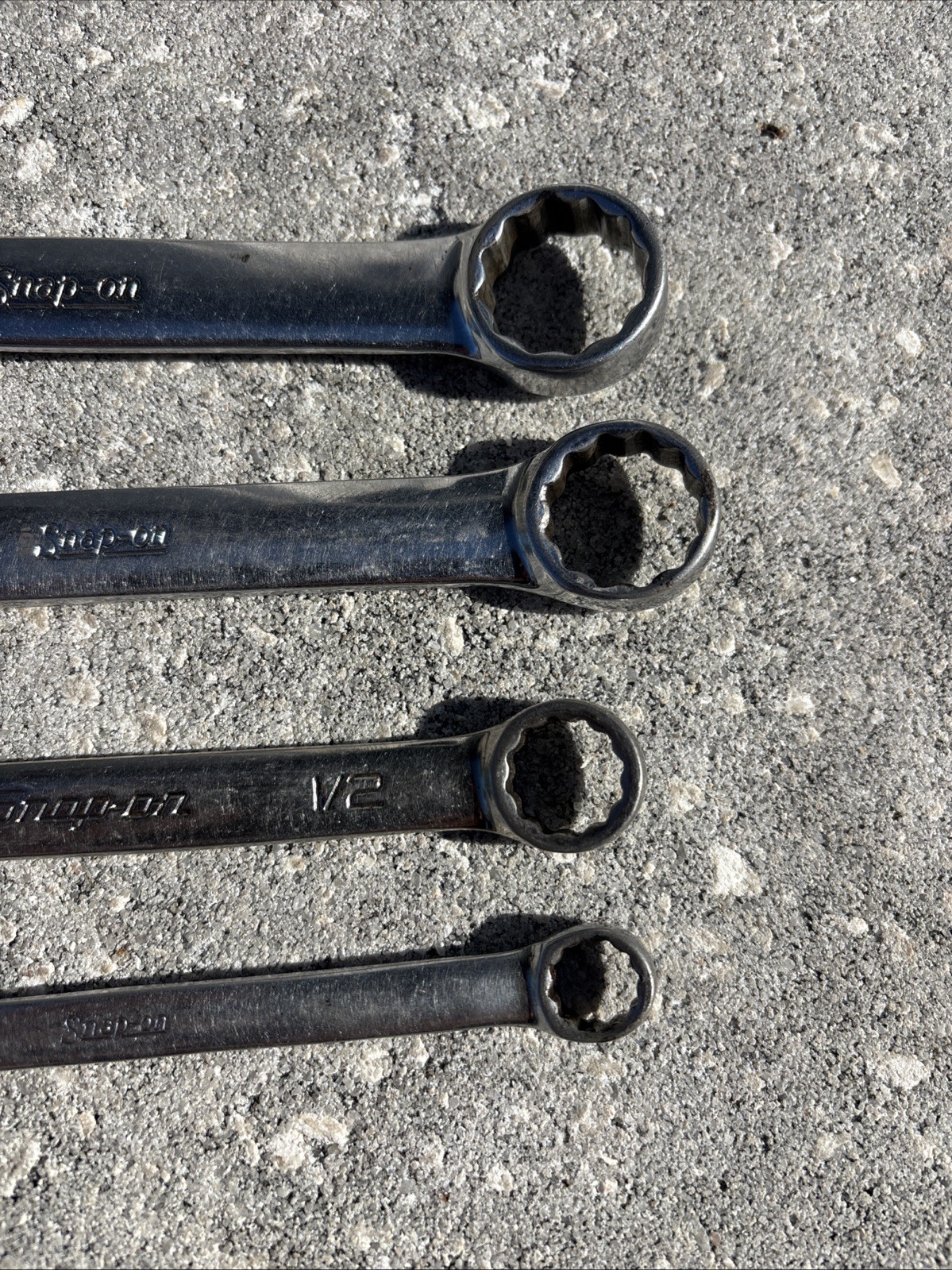 Snap On 4 Pc OEX SERIES Flank Drive Short Combination Wrench Set 3/8 To 3/4