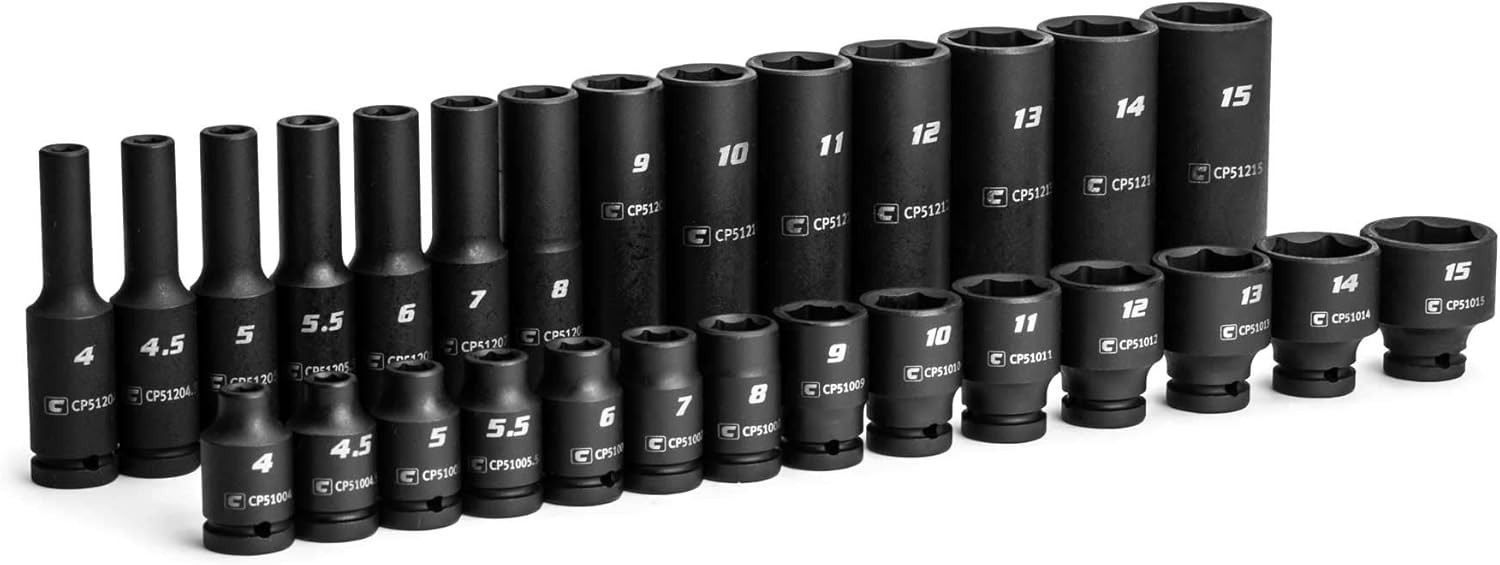 1/4-Inch Drive Master Impact Socket Set Shallow & Deep Set / 4-15 mm